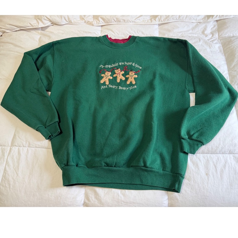 Vintage Granny Grandkids Sugar & Spice Gingerbread Bear Crewneck Sweatshirt